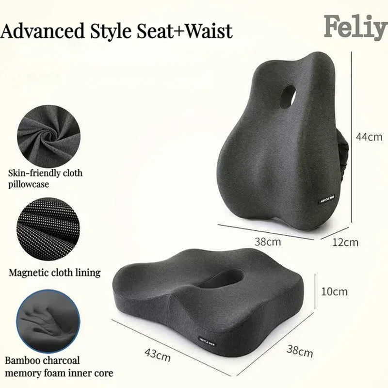 Memory Foam Office Chair Cushion Car Seat Support Waist Pillow Massage Lumbar Orthopedic Pillow Buttock Coccyx Cushion Back Pads